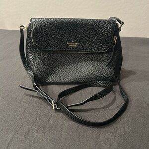 Kate Spade Black crossover bag w fold over zip compartment
